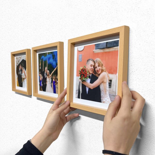 Sök Tak Kare Çerçeve Ahşap Görünümlü 3'lü 21x21 cm