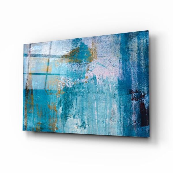 Mavi Eskitme Cam Tablo