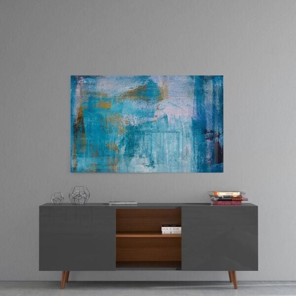 Mavi Eskitme Cam Tablo