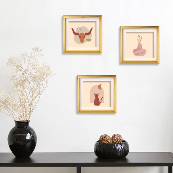 Sök Tak Kare Çerçeve Altın 3'lü 21x21 cm