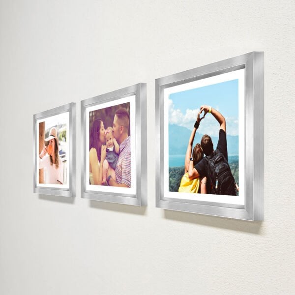 Sök Tak Kare Çerçeve Gümüş 3'lü 21x21 cm