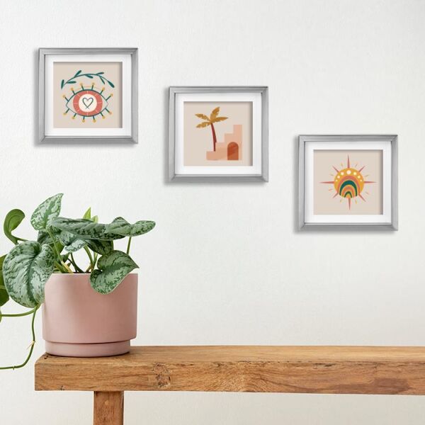 Sök Tak Kare Çerçeve Gümüş 3'lü 21x21 cm