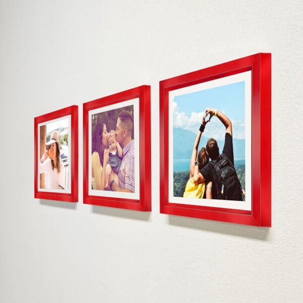 Sök Tak Kare Çerçeve Kırmızı 3'lü 21x21 cm