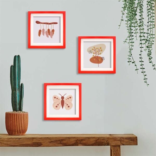 Sök Tak Kare Çerçeve Kırmızı 3'lü 21x21 cm