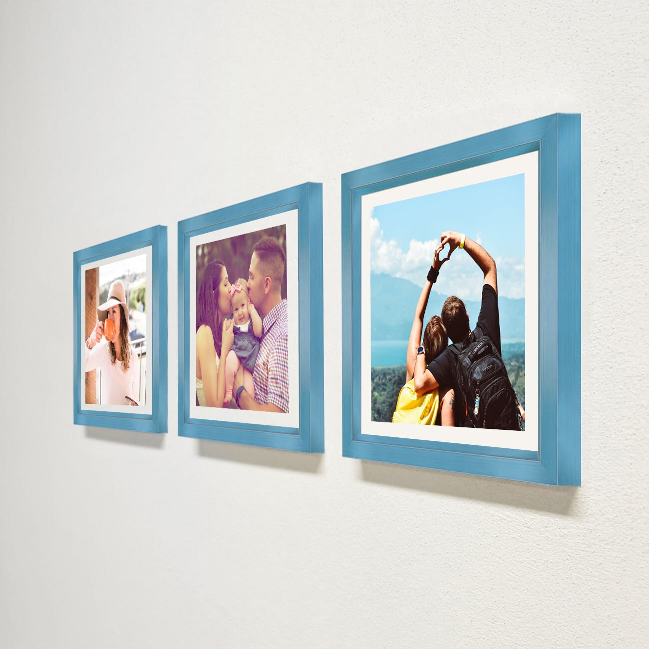 Sök Tak Kare Çerçeve Mavi 3'lü 21x21 cm