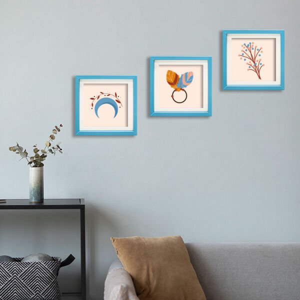 Sök Tak Kare Çerçeve Mavi 3'lü 21x21 cm