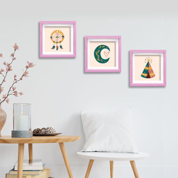 Sök Tak Kare Çerçeve Pembe 3'lü 21x21 cm