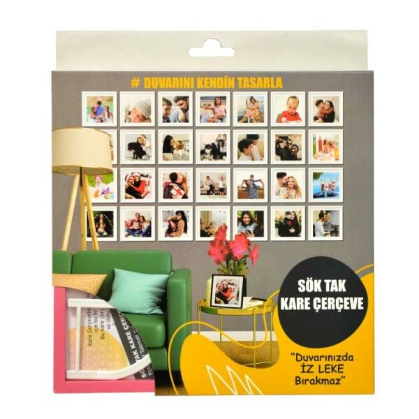 Sök Tak Kare Çerçeve Pembe Tekli 21x21 cm