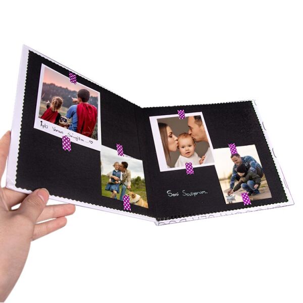 Köstekli Saat PolaBook Siyah Anı Defteri 20x20 cm