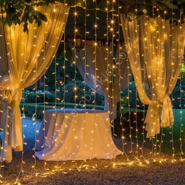 3x3 Metre Şeffaf Kablolu Fişli Animasyonlu Perde Led Işık