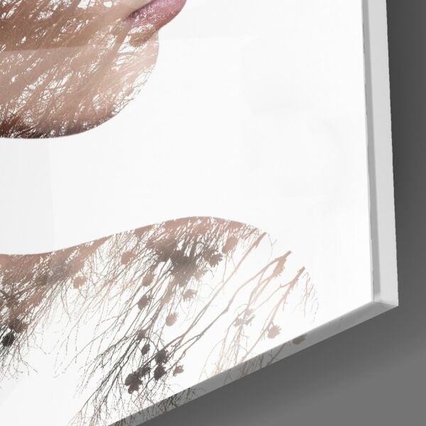 Bir Kadın Bir Kuş Cam Tablo