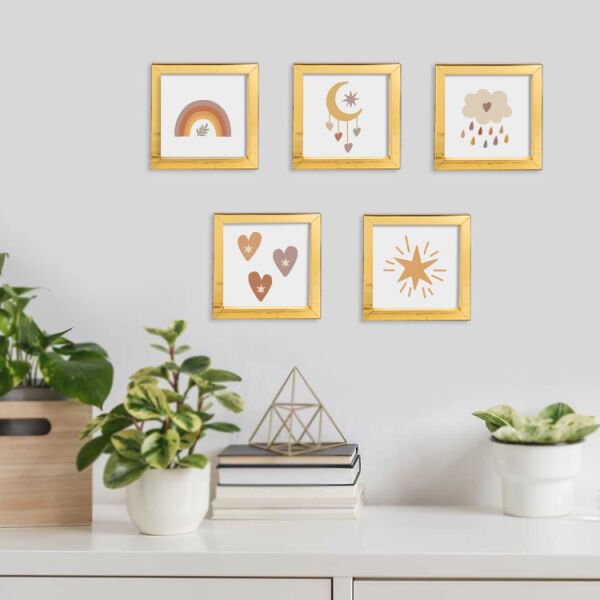 Sök Tak Kare Çerçeve Gold (Altın) 5'li 14x14 cm