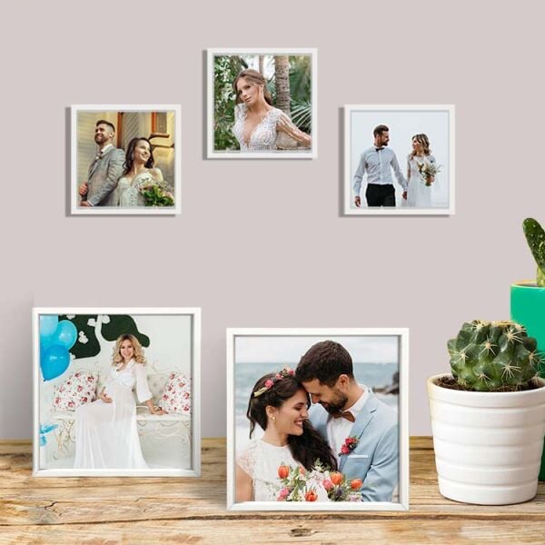 Sök Tak Kare Çerçeve Beyaz 5'li 14x14 cm