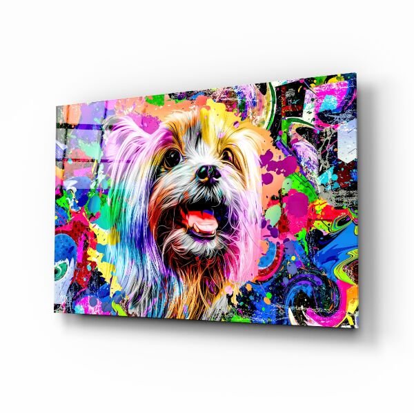 Mutlu Köpek Cam Tablo