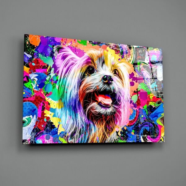 Mutlu Köpek Cam Tablo