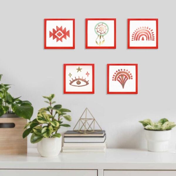 Sök Tak Kare Çerçeve Kırmızı 5'li 14x14 cm