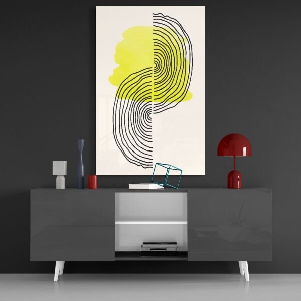 Soyut Güneş Cam Tablo