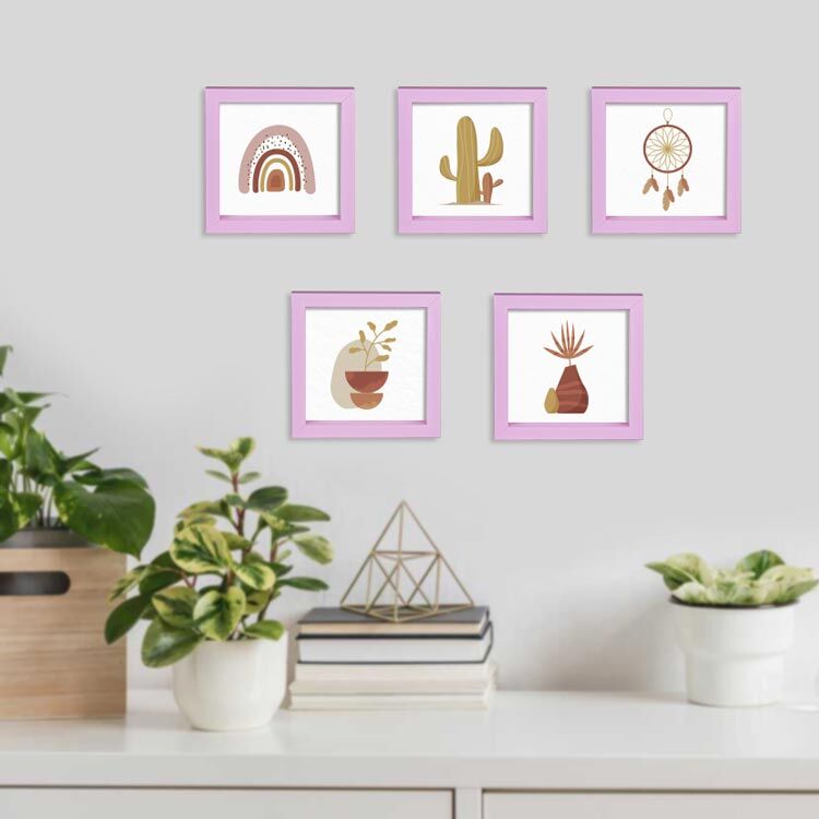 Sök Tak Kare Çerçeve Pembe 5'li 14x14 cm