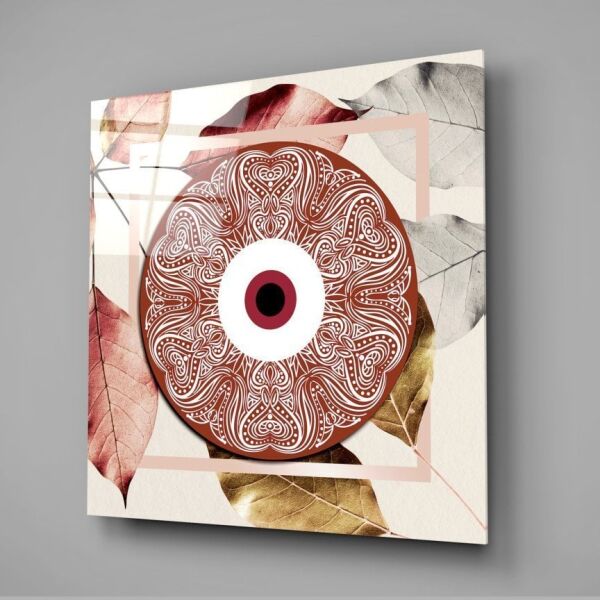 Kırmızı Modern Nazar Boncuğu Cam Tablo