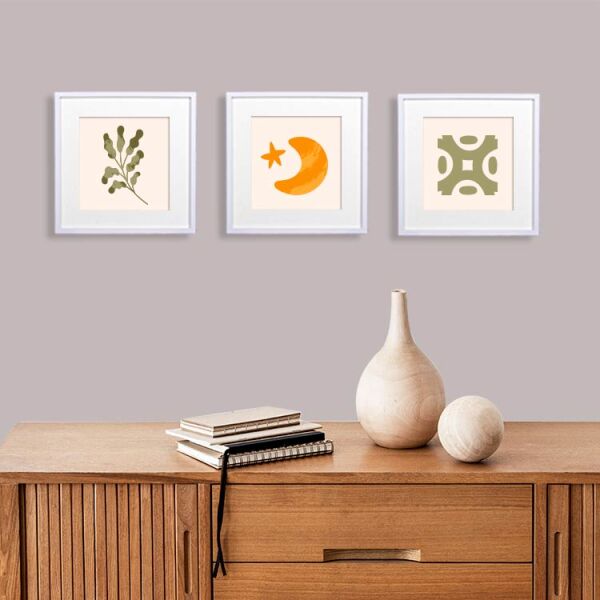 Sök Tak Paspartulu Çerçeve Beyaz 3'lü 21x21 cm