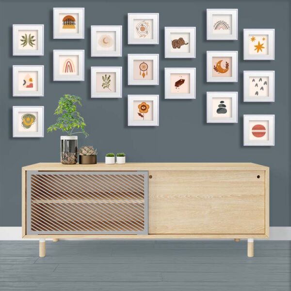 Sök Tak Paspartulu Çerçeve Beyaz 3'lü 21x21 cm