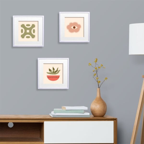 Sök Tak Paspartulu Çerçeve Beyaz 3'lü 21x21 cm