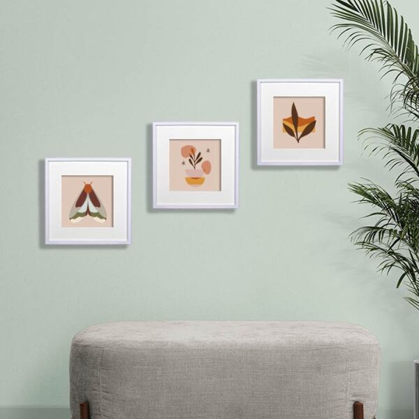 Sök Tak Paspartulu Çerçeve Beyaz 3'lü 21x21 cm