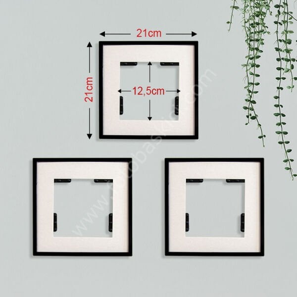 Sök Tak Paspartulu Çerçeve Siyah 3'lü 21x21 cm