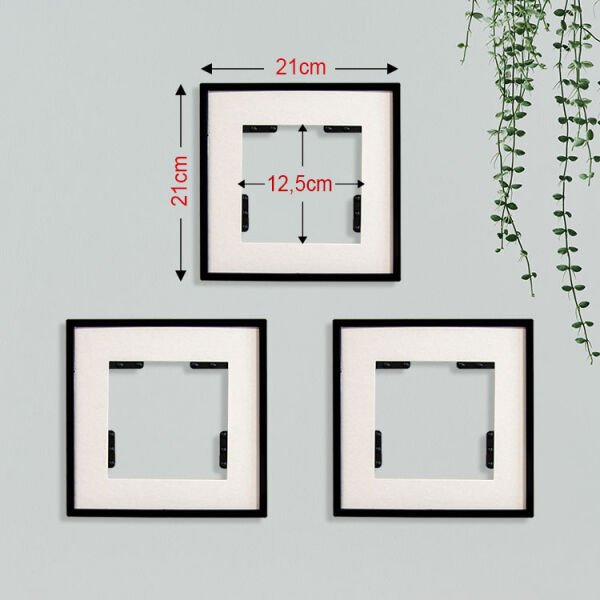 Sök Tak Paspartulu Çerçeve Siyah 3'lü 21x21 cm