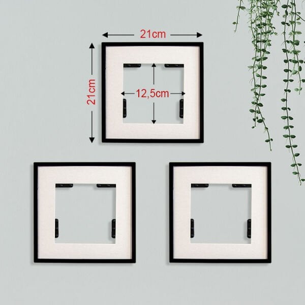 Sök Tak Paspartulu Çerçeve Siyah 3'lü 21x21 cm