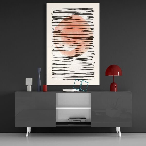 Soyut Gün Batımı Cam Tablo