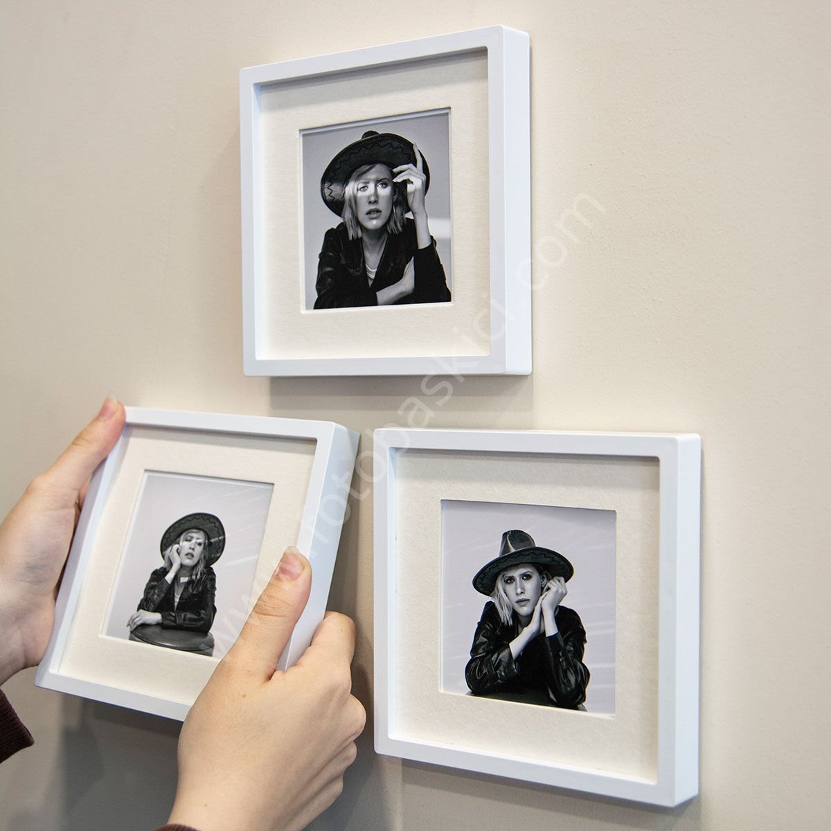 Sök Tak Paspartulu Çerçeve Beyaz 3'lü 14x14 cm