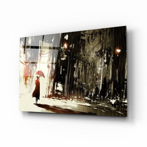 Yağmurlu Şehir Cam Tablo