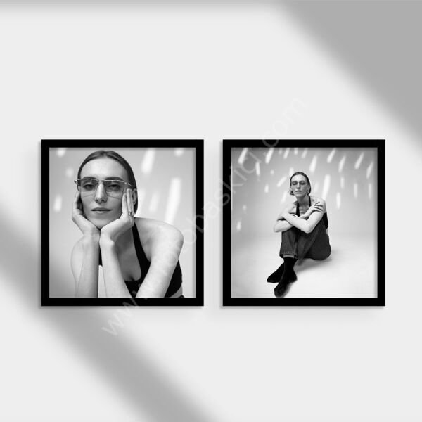 Sök Tak Kare Çerçeve Siyah 2'li 32x32 cm