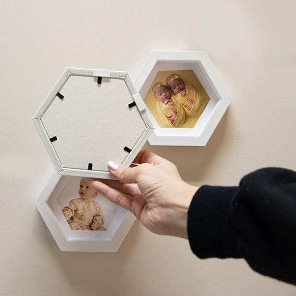 Sök Tak Altıgen Çerçeve Beyaz 3'lü 14x14 cm