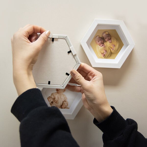 Sök Tak Altıgen Çerçeve Beyaz 3'lü 14x14 cm