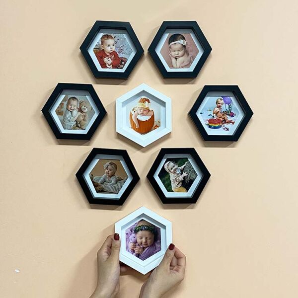 Sök Tak Altıgen Çerçeve Beyaz 3'lü 14x14 cm