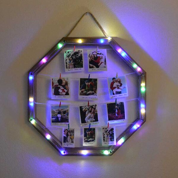 Led Işıklı Sekizgen Fotoğraf Çerçevesi 56x56 cm