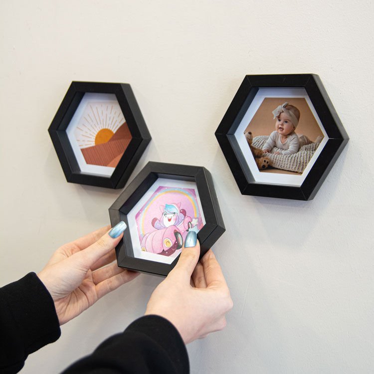 Sök Tak Altıgen Çerçeve Siyah 3'lü 14x14 cm