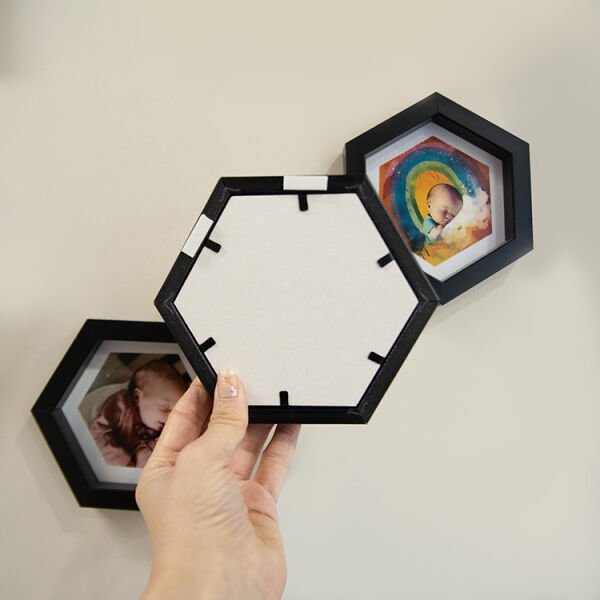Sök Tak Altıgen Çerçeve Siyah 3'lü 14x14 cm