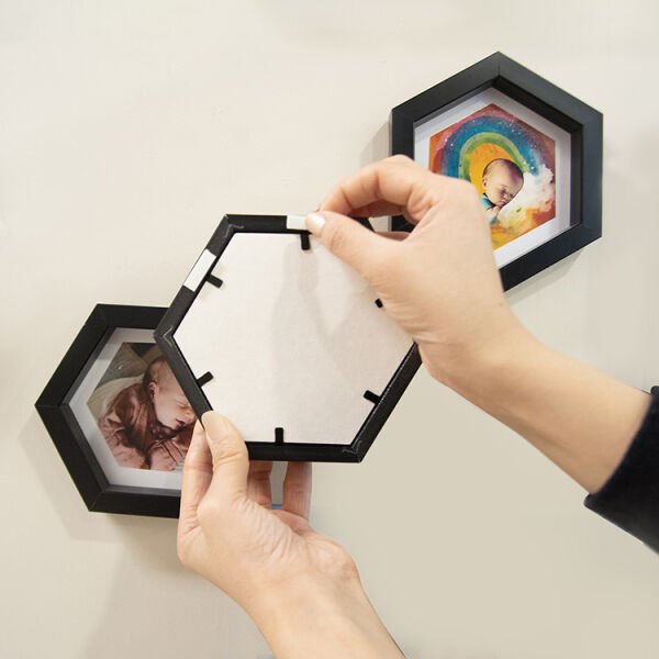 Sök Tak Altıgen Çerçeve Siyah 3'lü 14x14 cm