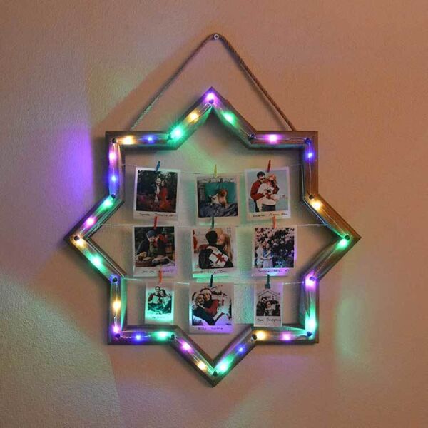 Led Işıklı Selçuklu Yıldızı Fotoğraf Çerçevesi 60x60 cm