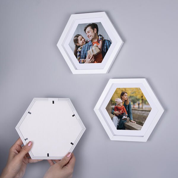 Sök Tak Altıgen Çerçeve Beyaz 3'lü 20x20 cm