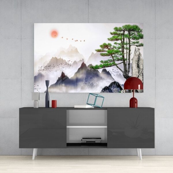 Soyut Orman Cam Tablo