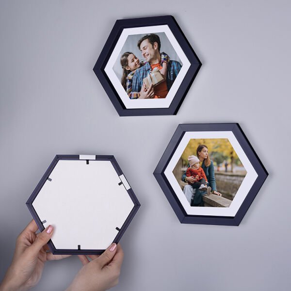 Sök Tak Altıgen Çerçeve Siyah 3'lü 20x20 cm