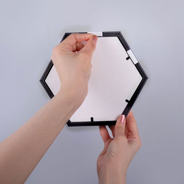 Sök Tak Altıgen Çerçeve Siyah 3'lü 20x20 cm