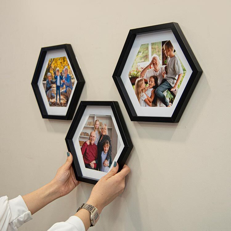 Sök Tak Altıgen Çerçeve Siyah 3'lü 26x26 cm