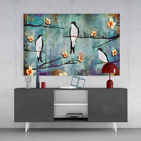 Rüyamdaki Kuşlar Cam Tablo