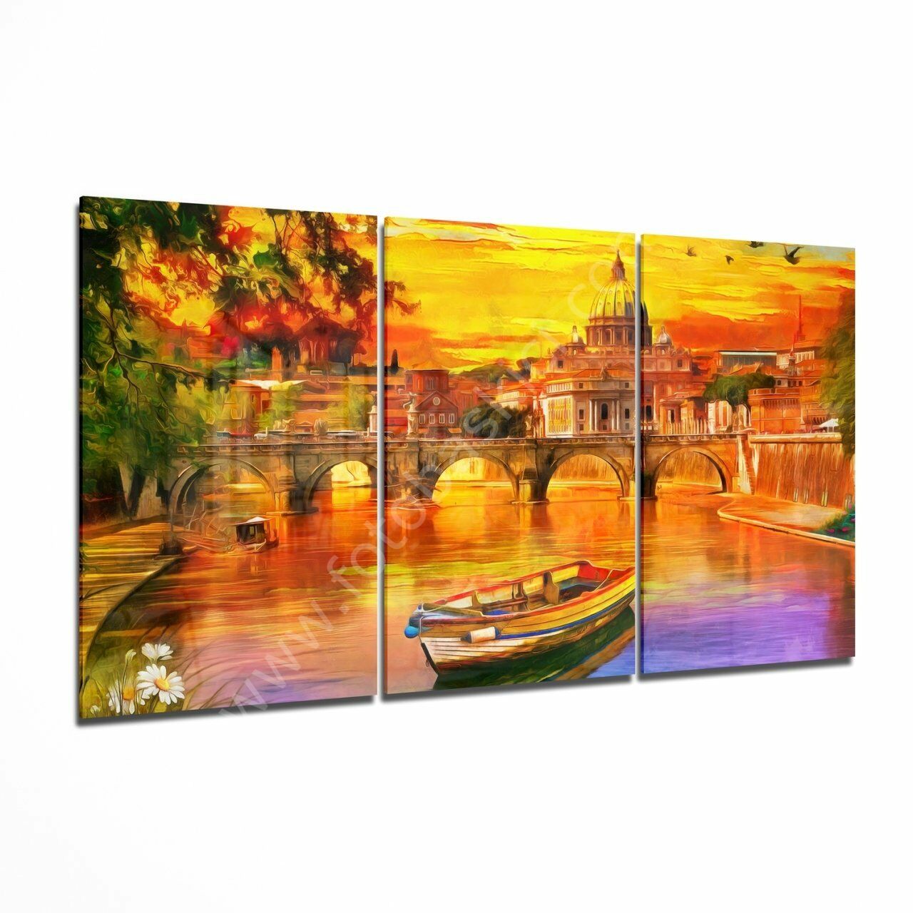 Günbatımı Cam Tablo 3 Adet 46x72 cm