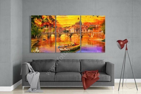 Günbatımı Cam Tablo 3 Adet 46x72 cm